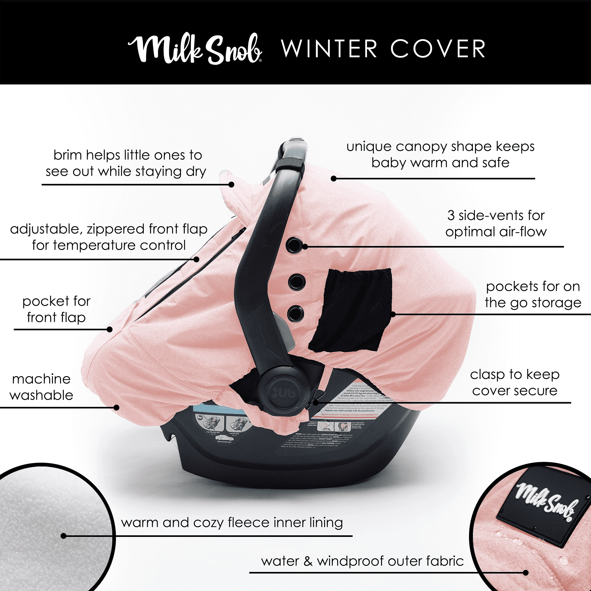 Blush Winter Car Seat Cover