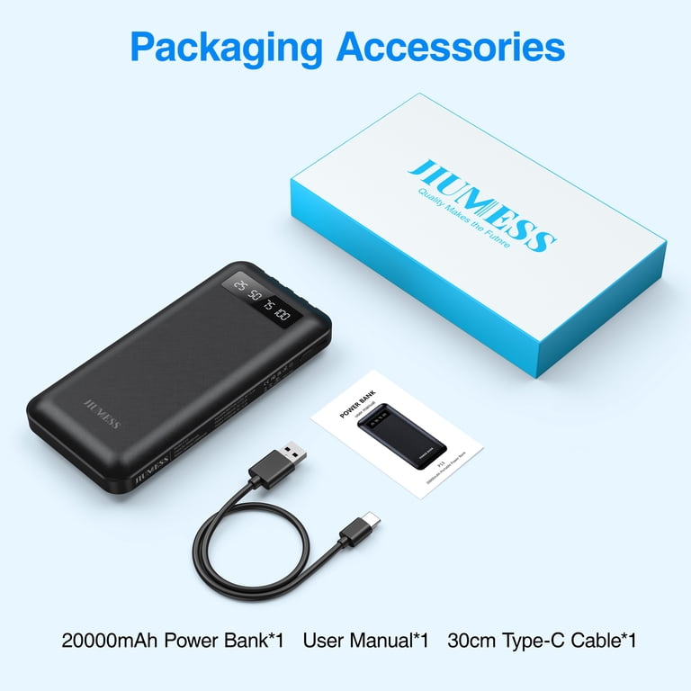 JIUMESS Power Bank 20000mAh Portable Charger with Built-in Cables