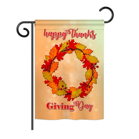 Wreath Decorative Flag - Thanksgiving Day Wreath Fall - Seasonal Impressions Decorative Vertical Garden Flag - Printed in USA