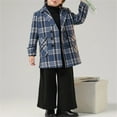 thumbnail image 3 of OGLCCG Boys Double Breasted Peacoat Notched Lapel Collar Wool Blend Plaid Winter Coat with Pockets Fall Winter Long Sleeve Pea Coat 2-15 Years, 3 of 6