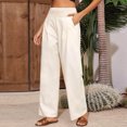 thumbnail image 2 of AherBiu Business Casual Pants for Women Smocked High Waisted Straight Wide Leg Work Trousers with Pockets, 2 of 7