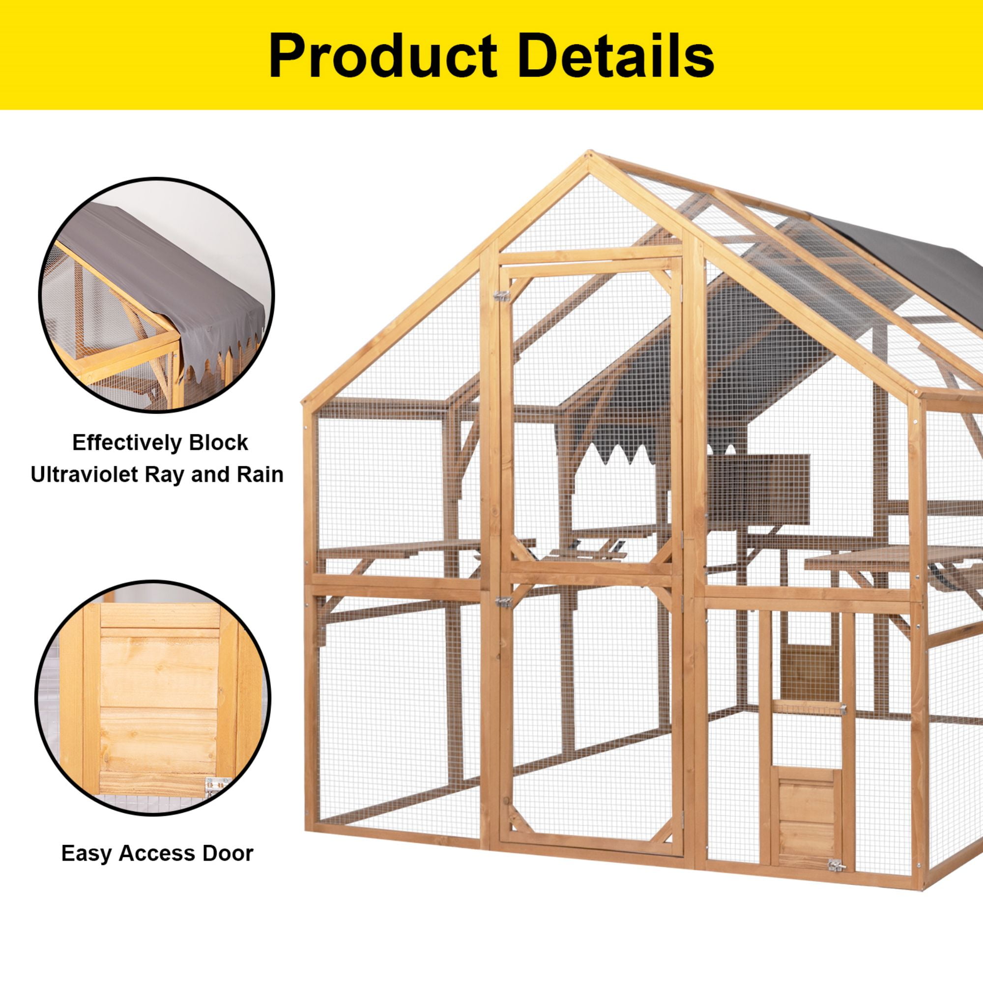 Pefilos 110" Large Outdoor Cat Cage, Weatherproof Cat Run Enclosure, Wood Cat Houses Catio Kitten Condo Backyard Shelter, Orange Pefilos 110" Large Outdoor Cat Cage, Weatherproof Cat Run Enclosure, Wood Cat Houses Catio Kitten Condo Backyard Shelter, Orange