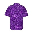thumbnail image 3 of Bixox Men's Hawaiian Shirts Men's Purple Glitter Print Short-Sleeve Shirt-Large, 3 of 8