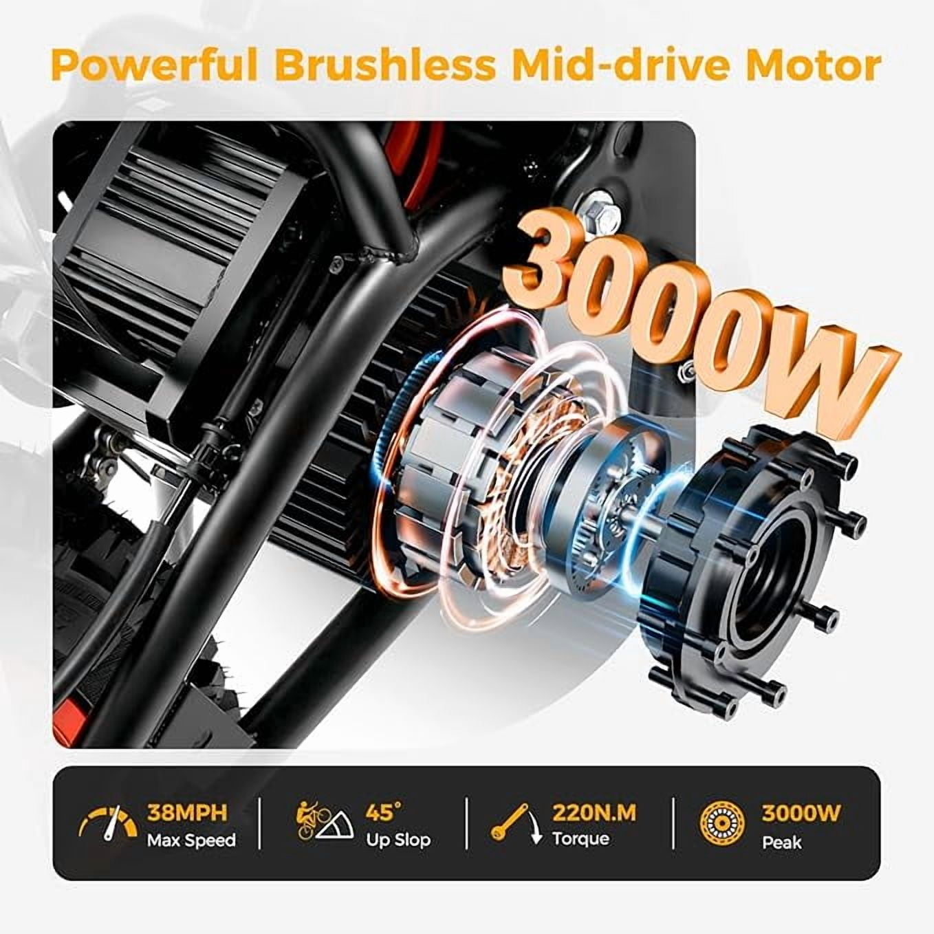 37MPH Top Speed 3000W Dual Motor E-TrailX Electric Dirt Bike for Teens,14"/12"Tire,48V23AH 1100Wh 90 miles long ranges,Dual Hydraulic Brakes,Full Suspension Mountain Off-Road Ebike for Adults UL2849