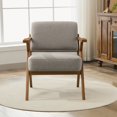 thumbnail image 3 of JURANYAZHU Mid-Century Modern Accent Chair Solid Wood Frame Armchair Comfortable Reading Chair Linen Fabric for Bedroom, Living Room, and Study Room,Gray, 3 of 6