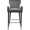 thumbnail image 3 of Meridian Furniture Luxe 28"H Velvet Counter Stool in Gray (Set of 2), 3 of 5