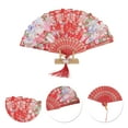 thumbnail image 3 of Unique Bargains Floral With Tassel Folding Fan 1Pc Red, 3 of 5