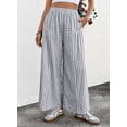 thumbnail image 5 of SHEWIN Women's Wide Leg Palazzo Pants Casual Elastic High Waisted Cotton Gingham Plaid Culottes Trousers with Pockets, 5 of 7