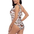 thumbnail image 4 of Rateoe Vintage flowers Pattern Women One Piece Swimsuits Tummy Control One Shoulder Bathing Suits Ruffle Swimwear-XX-Large, 4 of 6