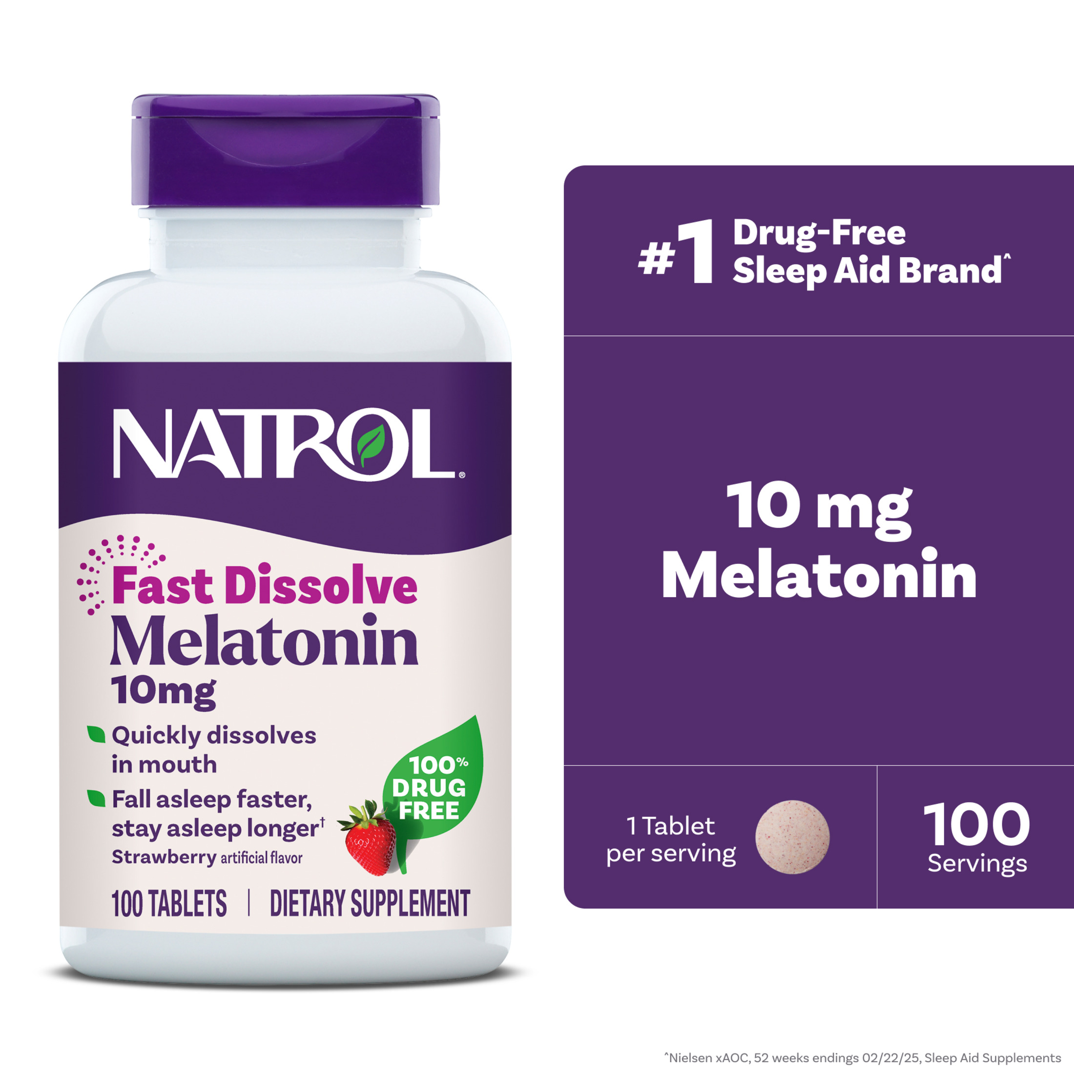 Natrol Sleep Melatonin Fast Dissolve Tablets, 10mg, 100 Count photo 1
