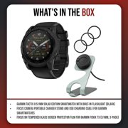 Garmin Tactix 8 51mm Solar Edition GPS Smartwatch (Black) with Screen Protectors and Charging Stand Bundle
