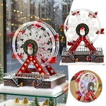 Gytml Christmas Ferris Wheel Music Box - Rotating & Light-Up Tabletop Decor, 27.5X16Cm Santa-Themed Ornamen, Festive Home Indoor Mantel/Family Gathering Holiday Decoration Pink 31.5x26.5x19.5cm