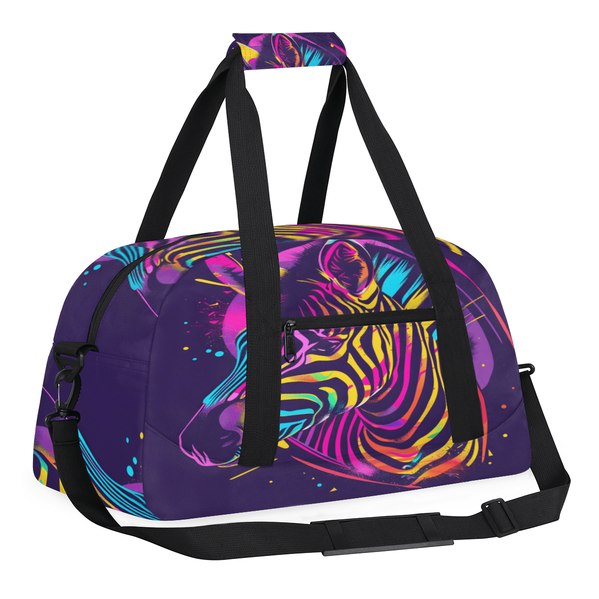 Herdesigns Zebra Sports Duffle Bag for Women & Men, Gym Bag Dance Bag Overnight Bag Carry On Weekender Travel Bag