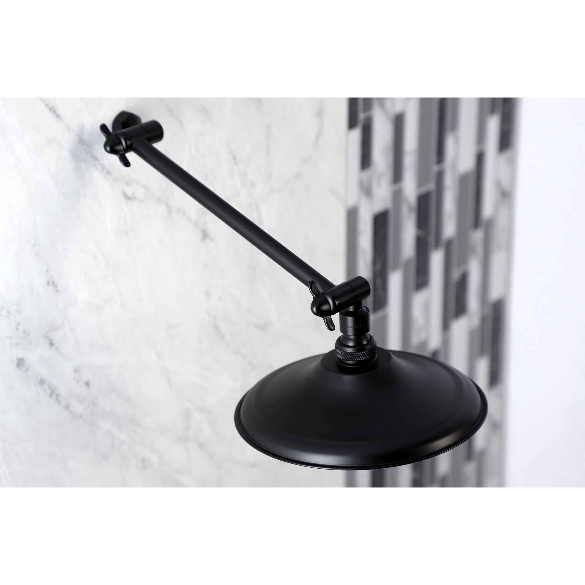 Kingston Brass K136K0MB Victorian 7-3/4 Inch Round Raindrop Brass Shower Head with 10-Inch High-Low Adjustable Shower Arm in Matte Black