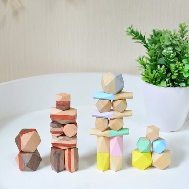 Gwong Juguete 1 Conjunto de entrenamiento de equilibrio Bloque de construcción de madera creativa Iluminación iluminar imaginación apilable bloque para niños Gwong 30012002