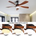 thumbnail image 4 of 52 Inch Indoor Ceiling Fan With 3 Color Dimmable 5 ABS Blades Remote Control Reversible DC Motor Black With Led Light, 4 of 10