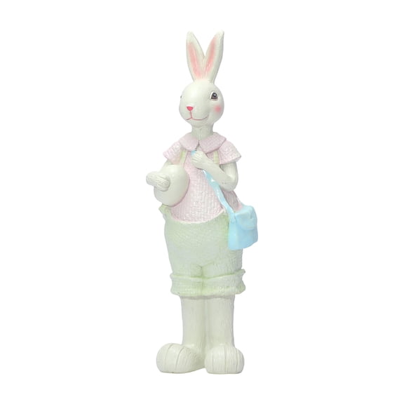 Easter Bunny Cartoon Sculpture, Large Cute Indoor and Outdoor Bunny Statue for Garden Patio, Spring Holiday Home Decor - Cyan Color