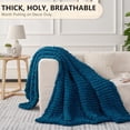 thumbnail image 6 of Chunky Knit Blanket Throw: 80''x90'' Chenille Chunky Knitted Throw Blankets for Bed Couch - Handmade Thick Big Cable Knit Blanket - Large Crochet Rope Blankets for Home Decor(Blue), 6 of 7