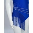 thumbnail image 6 of Kaerm Kids Girls Shiny Gymnastic Leotard Tassel Figure Skating Jumpsuit Ballet Latin Jazz Dance Bodysuit Blue 14, 6 of 7