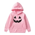 thumbnail image 4 of TrendOFT Boys Halloween Hoodies Pumpkin Face Print Sweatshirt For Kids Soft Fleece Shirts With Novetly Graphic Pullover Tops Pink 9-10 Years, 4 of 4