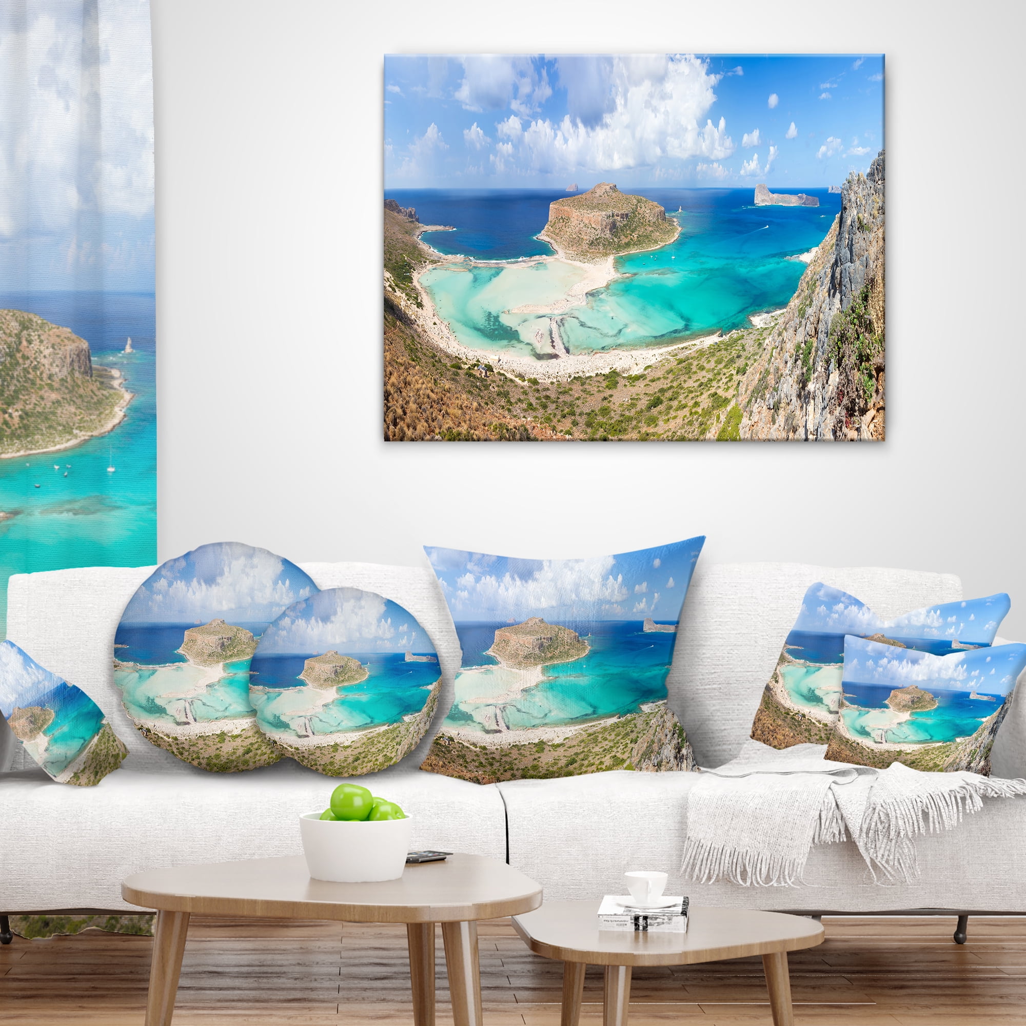 Designart Balos Beach at Crete Island Greece - Oversized Beach Throw Pillow - 18x18