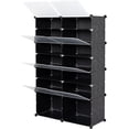 thumbnail image 5 of 7 Tier Portable Shoe Rack Organizer 28 Pair Covered Shoe Storage Shelves Rack 14 Grids Tower Shelf Storage Cabinet Stand Expandable for Heels,Boots,Slippers,Perfect For Entryway,Hallway,Closet,BLACK, 5 of 14