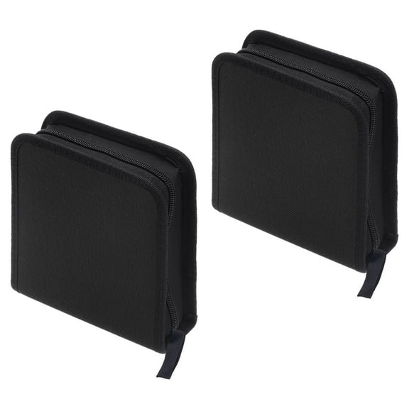 Uxcell CD Case Holders, 2 Pcs Oxford Total 80 Capacity Waterproof Disk Record Storage Dividers Organizer, Black