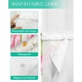 thumbnail image 3 of No Hook Shower Curtains with Snap in Liner, Spring Floral Easter Fabric Shower Curtain, Pastoral Pink Tulip Flowers Butterfly Double Layers & See-Through Top Window Bathroom Curtains 72''x72'', 3 of 6