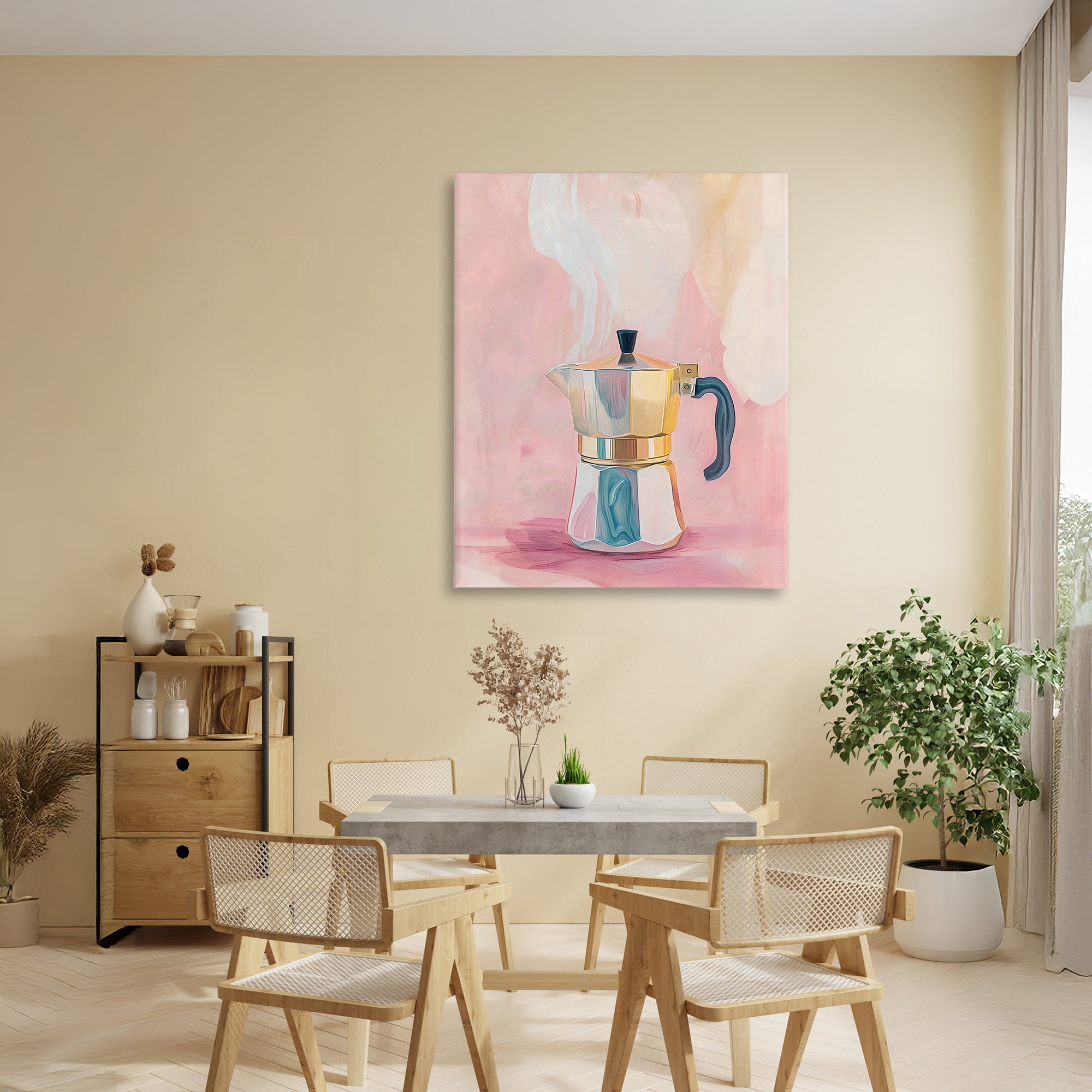 Stupell Industries Vintage Coffee Maker on Pink Canvas Wall Art, design by The Prints Vibe