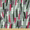 thumbnail image 2 of Ambesonne Abstract Fabric by the Yard Microfiber, Colorful Trapezoid Stripes, 10 Yards, Magenta Pale Eggplant, 2 of 4