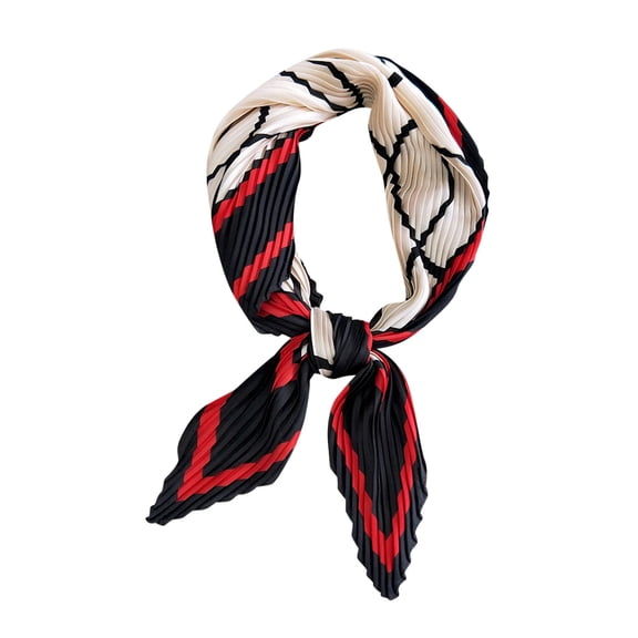 Fewfanhot Neckerchief Scarf, Satin Silk Linen Pleated Scarf Narrow Head Wrap Scarf for Decoration, Braided Hair Tie Scarves for Women, Handbag Scarfs