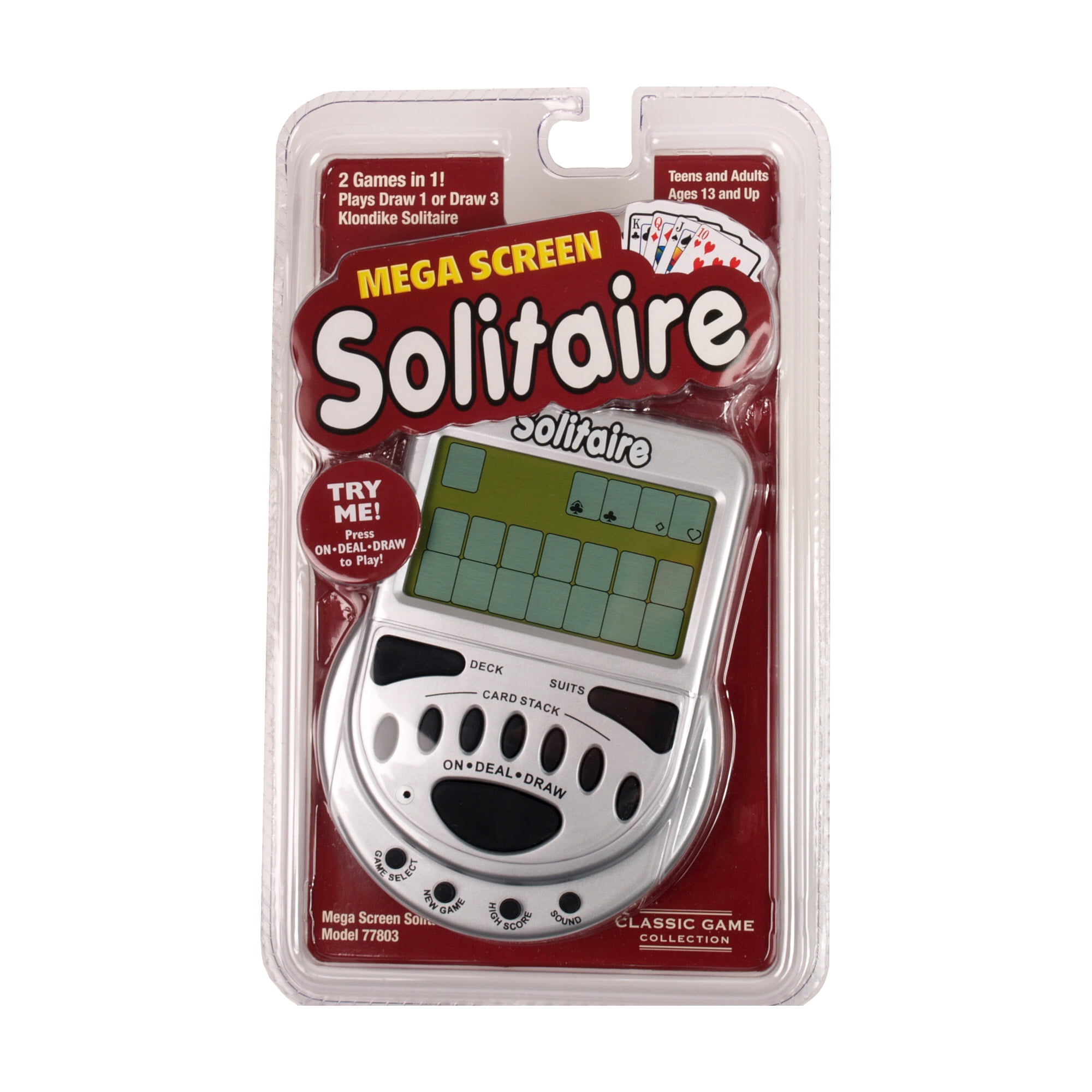 Mega Screen Solitaire Game Electronic Handheld Game Draw 1 Draw 3 New 
