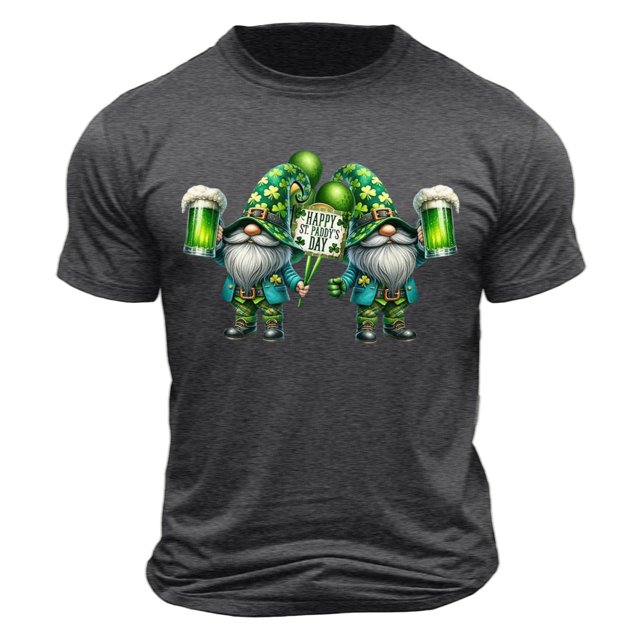 KIHOUT T-shirts de la Saint-Patrick pour Hommes, T-shirts à Manches Courtes d'Été pour Hommes, Imprimé Graphique Vert, Col Rond, en Liquidation, Taille P-2TG