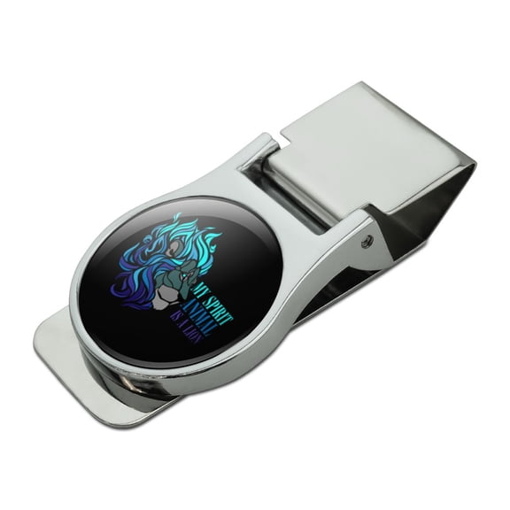 My Spirit Animal is a Lion Satin Chrome Plated Metal Money Clip