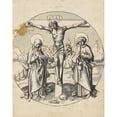 thumbnail image 2 of Circle Of Hans Holbein The Elder 20x24 Gold Ornate Framed and Double Matted Museum Art Print Titled - Crucifixion of Christ with Mary and John (1500), 2 of 4