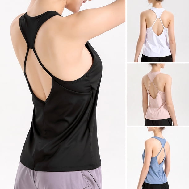 Sujetador 2 en 1 para mujer Camisetas sin mangas Almohadillas extraíbles Hollow Out Racer
