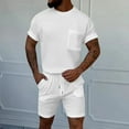 thumbnail image 3 of Dagegui Summer Outfit Sets for Men Waffle Crewneck T-Shirts and Short Pants Set Casual Beach Outdoor Outfits Solid Sweatsuits White 3XL, 3 of 5