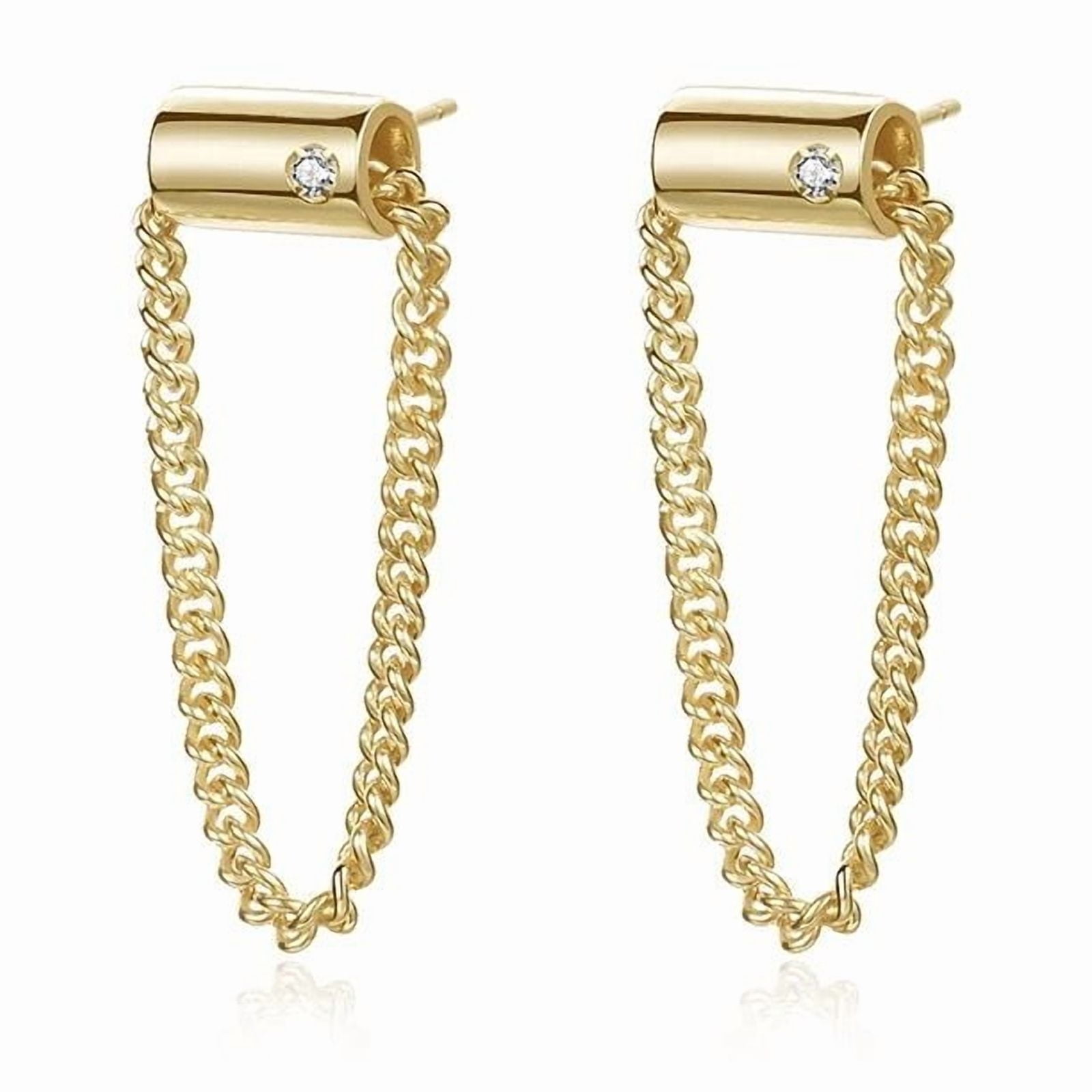 18K Gold Plated Noah Chain Drop Stud Earrings Hypoallergenic Jewelry for Women - Malibu Sunday