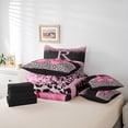 thumbnail image 6 of Erosebridal Cheetah Animal Print Kids 7pcs Bedding Comforter Set,Letter R Monogram Queen Bedding Sets For Girls,Black Reversible, 6 of 7
