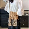 thumbnail image 7 of Kukuzhu Women Straw Crossbody Bags Cotton Crochet Tassel Beach Bag Handmade Clutch Bohemian Purse Woven Shoulder Bag, 7 of 7