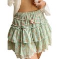 thumbnail image 1 of Coduop Women Summer Floral Tiered Ruffle Mini Skirt Waist Elastic A-line Flowy Frill Short Skirt, 1 of 7
