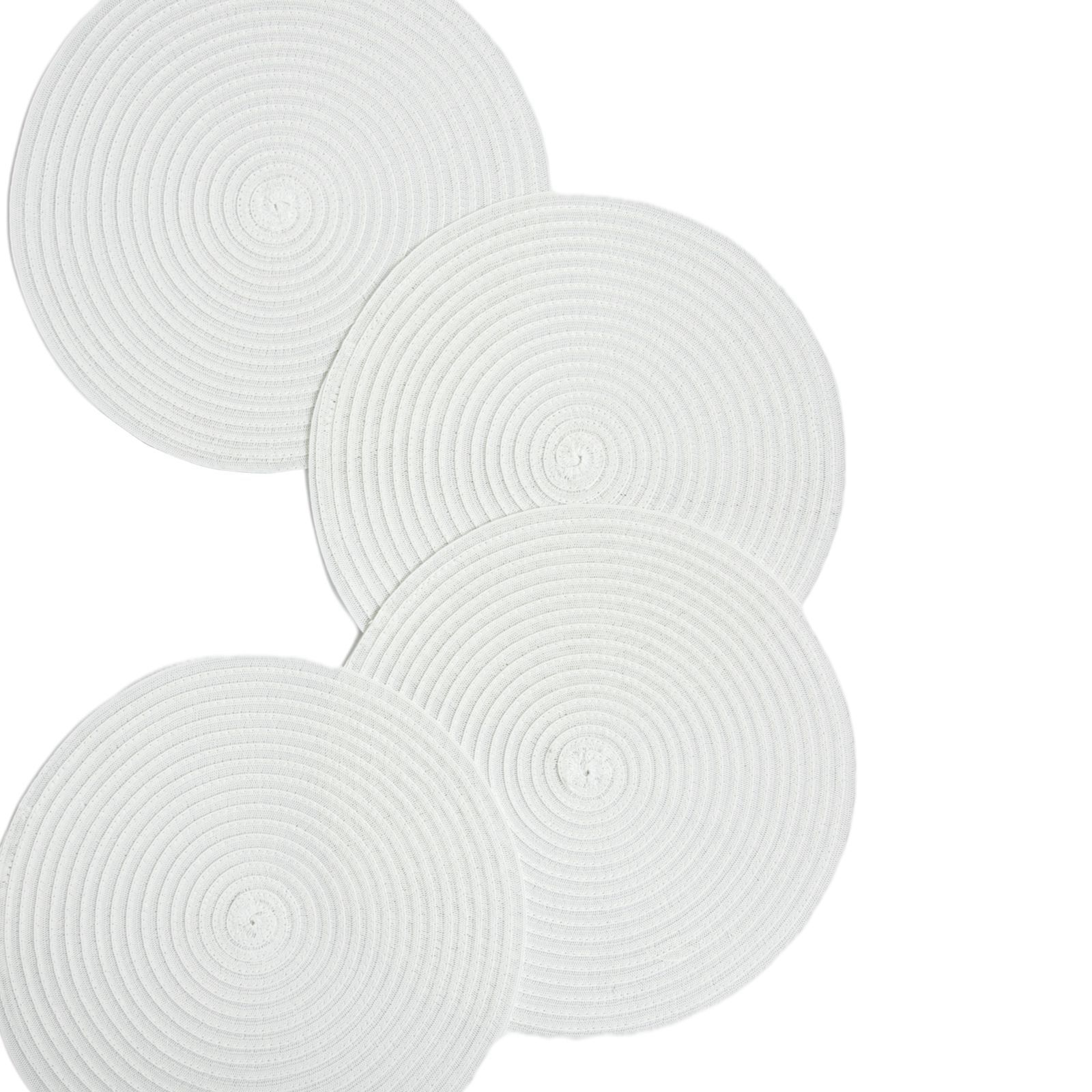 RAY STAR Vinyl Placemats Set of 4, 15in Round Vinyl Weave Placemats, Heat Resistant Wipable Place Mat