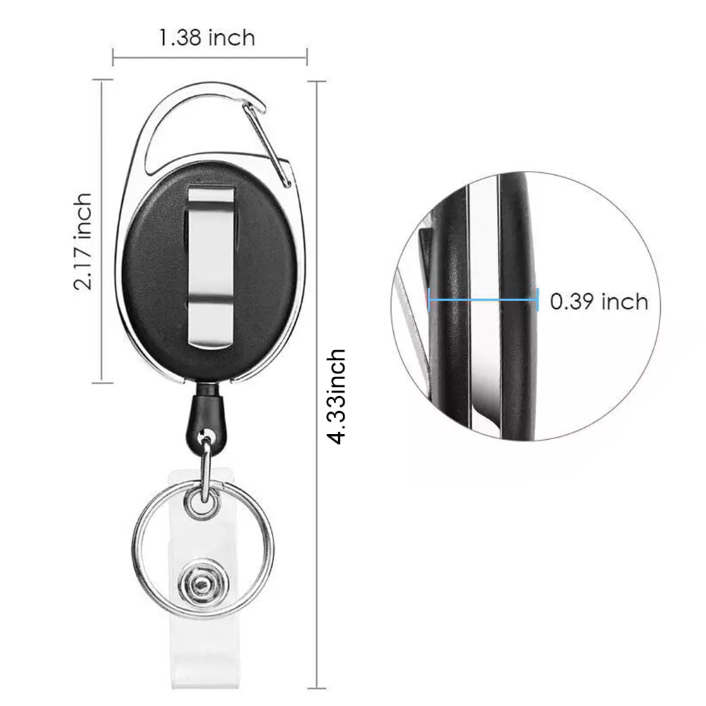 GOGO 100 Pcs Retractable Badge Holder Reel with Claw Clasp and Clip for ID Card Key Keychain Carabiner Holders
