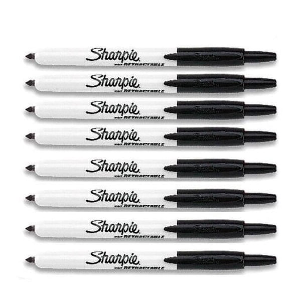 Sharpie Retractable Markers black fine tip, 8 Markers Per Order (36701)