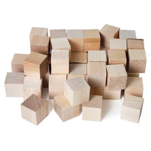 Hygloss Products Unfinished Wood Blocks - Blank Wooden Building Block Cubes – 1 Inches, 48 Pack