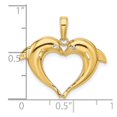 thumbnail image 4 of Auriga Fine Jewelry 14K Yellow Gold with Rhodium Double Dolphin Heart Pendant (L- 23.4 mm, W-25.24 mm) for Women, 4 of 6