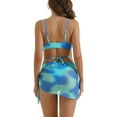 thumbnail image 3 of Bañadores de bikini de 3 piezas con tirantes ajustables para mujer, parte inferior triangular con falda de malla, color azul pequeño, 3 of 5