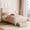 Flannel white, variant on Twin Upholstered Platform Bed Frame with Storage Drawer - Wave Headboard, Wooden Slat Support, Noise-Free, No Box Spring Needed - Flannel White, Twin Size