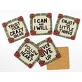 thumbnail image 2 of Inkdotpot Set of 6 Drink Coasters DecorativeNon,SlipCork Base4-inch Square PrintedCoastersEasy Clean- Quotes, 2 of 8
