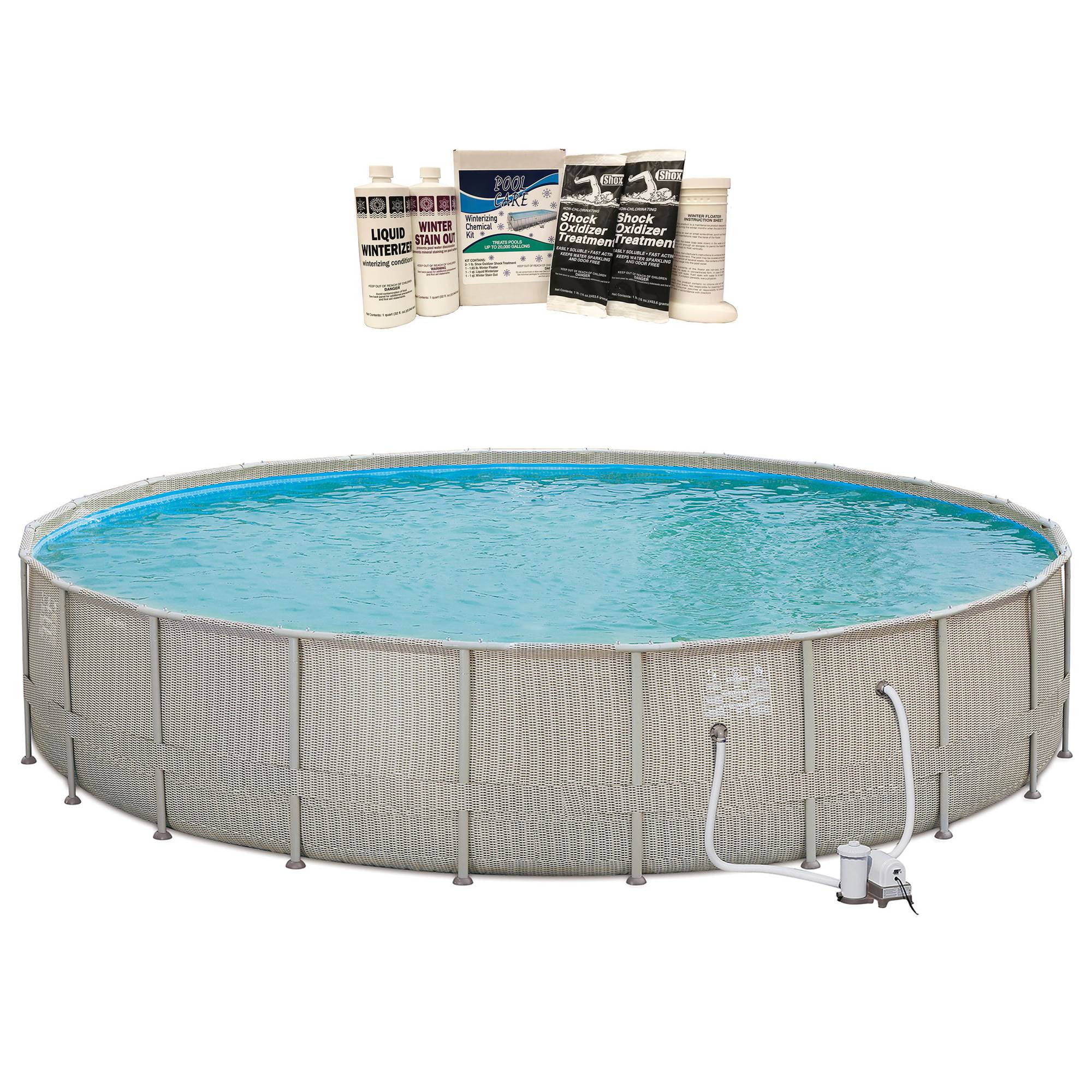 Summer Waves 22'x4' Elite Frame Wicker Print Above Ground Pool